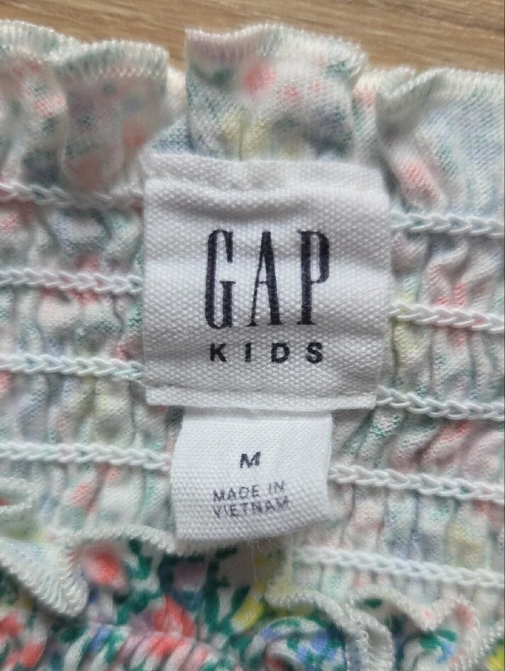 GAP Kids Pastel Floral Smocked Top - White Base with Pink, Blue, Yellow & Green